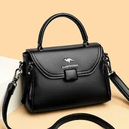 Luxury Designer Fashion High Quality Leather Kangaroo Handbag (Black)