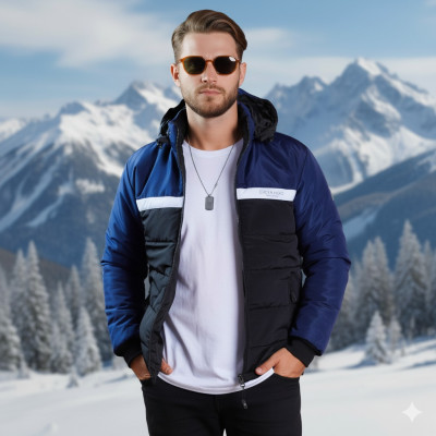 Men’s Insulated Zipper Hoodie Jackets US Polo(NEVY BLUE) -PL02