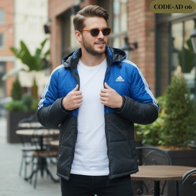 Men’s Insulated Zipper Hoodie Jackets Adidas(Pettol/Black)-AD 06