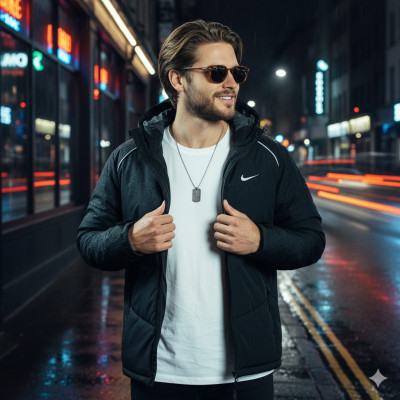 Men’s Insulated Zipper Hoodie Jackets Nike(Black-300)